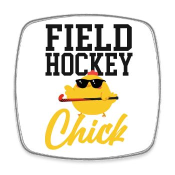 Field Hockey Chicken Field Hockey - Viereckiger Kühlschrankmagnet - Weiß - Vorne