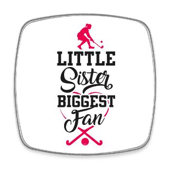 Field Hockey Little Sister Biggest - Viereckiger Kühlschrankmagnet - Weiß - Vorne