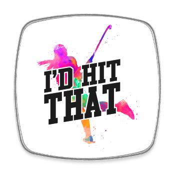 Field Hockey Watercolor I'd Hit - Square fridge magnet - white - Front