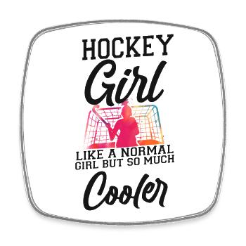 Hockey Sur Gazon Hockey Fille Comme Un - Magnet carré - blanc - Devant