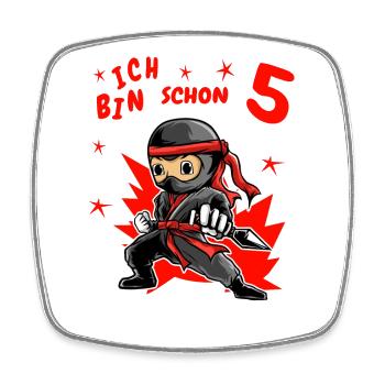 Ich bin schon fünf Ninja Geburtstag 5 jährig Junge - Viereckiger Kühlschrankmagnet - Weiß - Vorne