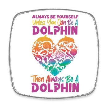 Dolphin Watercolor Always Be - Viereckiger Kühlschrankmagnet - Weiß - Vorne