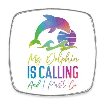 Dolphin Watercolor My Dolphin Is - Square fridge magnet - white - Front