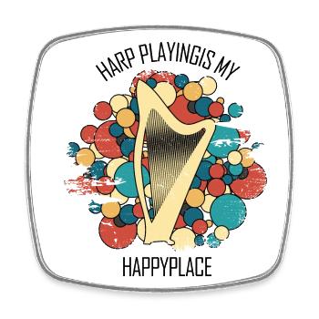 Harpe cadeau Instrument de musique musicien pincement - Magnet carré - blanc - Devant