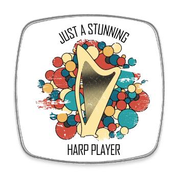 Harpe cadeau Instrument de musique musicien pincement - Magnet carré - blanc - Devant