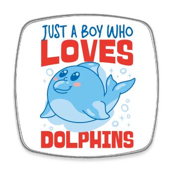 Dolphin Just A Boy Who Loves - Viereckiger Kühlschrankmagnet - Weiß - Vorne