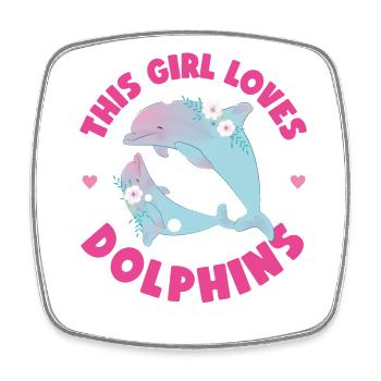 Dolphin This Girl Loves Dolphins - Viereckiger Kühlschrankmagnet - Weiß - Vorne