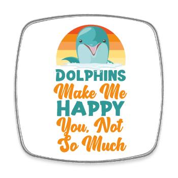Dolphin Retro Dolphins Make Me - Viereckiger Kühlschrankmagnet - Weiß - Vorne