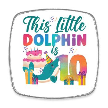 Dolphin 10th Birthday Watercolor - Square fridge magnet - white - Front