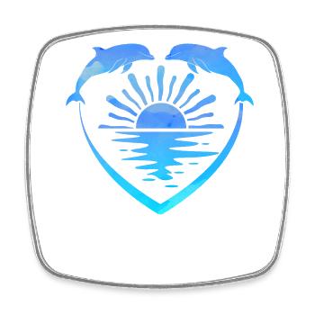 Dolphin Heart Sunset - Viereckiger Kühlschrankmagnet - Weiß - Vorne