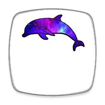 Dolphin Space Galaxy - Viereckiger Kühlschrankmagnet - Weiß - Vorne