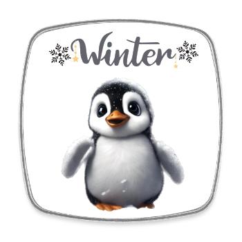 Süßer Baby Pinguin im Winter - Viereckiger Kühlschrankmagnet - Weiß - Vorne