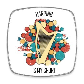 Harpe cadeau Instrument de musique musicien pincement - Magnet carré - blanc - Devant