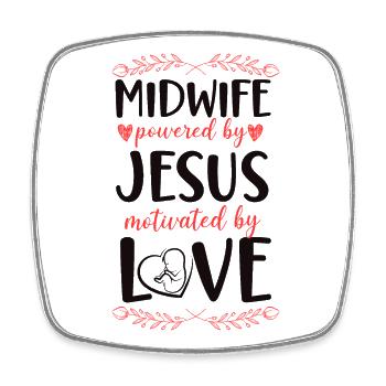 Nurse Midwife Birth Worker Faith - Square fridge magnet - white - Front
