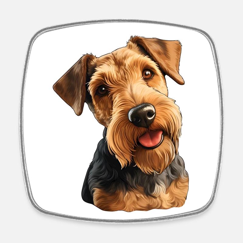 Welsh Terrier - Viereckiger Kühlschrankmagnet - Weiß