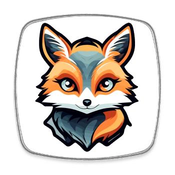 Dessin de renard - Magnet carré - blanc - Devant