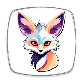 Dessin de Fennec renard du désert - Magnet carré - blanc - Devant