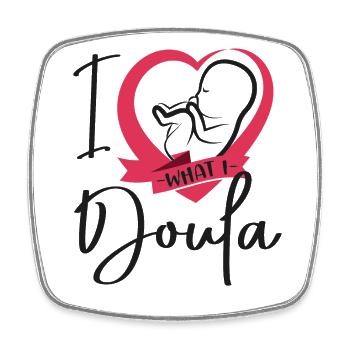 Doula accoucheuse coeur que j’aime - Magnet carré - blanc - Devant