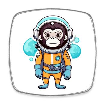 Affe Astronaut Illustration - Viereckiger Kühlschrankmagnet - Weiß - Vorne