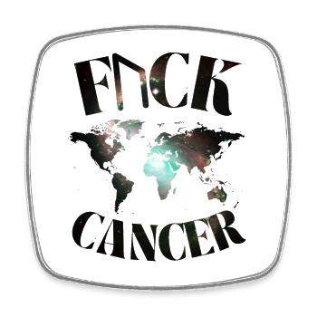 F... CK CANCER - ESPOIR, AMOUR ET COMBAT - Magnet carré - blanc - Devant
