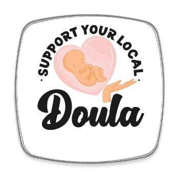 Doula Travailleuse à la naissance Soutien aux fleurs - Magnet carré - blanc - Devant