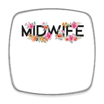 Nurse Midwife Birth Worker Flower - Square fridge magnet - white - Front