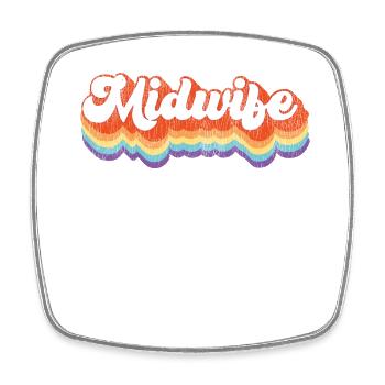 Nurse Midwife Birth Worker Retro - Square fridge magnet - white - Front