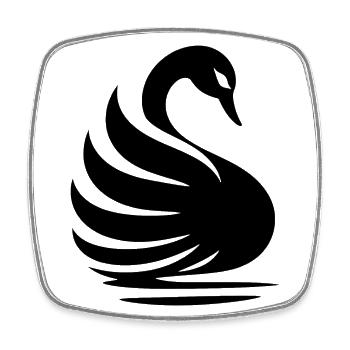 Elegante Schwan-Silhouette: Anmut auf dem Wasser - Viereckiger Kühlschrankmagnet - Weiß - Vorne