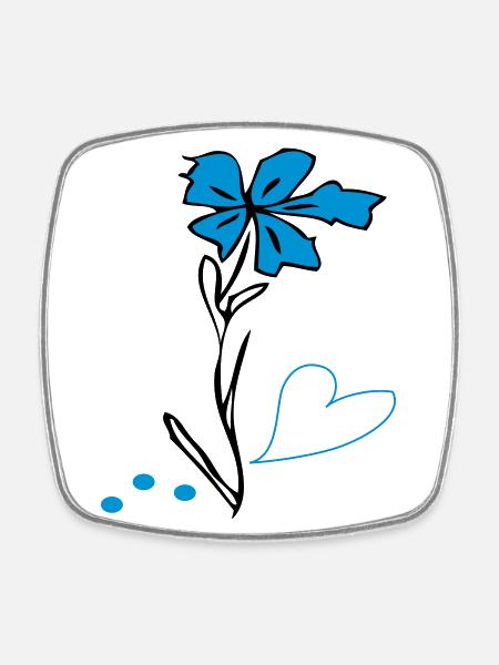 Blüte mit Herz - Viereckiger Kühlschrankmagnet - Weiß