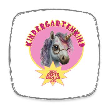 Kindergartenkind 2024 gehts endlich los Einhorn - Viereckiger Kühlschrankmagnet - Weiß - Vorne