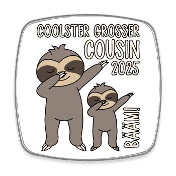 Dabbing Faultier Bääm! Coolster Großer Cousin 2025 - Viereckiger Kühlschrankmagnet - Weiß - Vorne