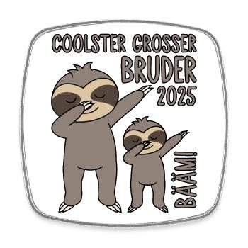 Dabbing Faultier Bääm! Coolster Großer Bruder 2025 - Viereckiger Kühlschrankmagnet - Weiß - Vorne