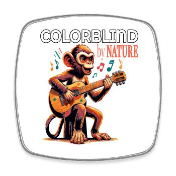 Colorblind by Nature, Melodic Monkey Strums - Square fridge magnet - white - Front