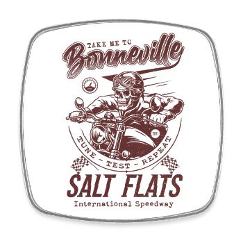 Bonneville Salt Flats Motorradrennen Vintage - Viereckiger Kühlschrankmagnet - Weiß - Vorne