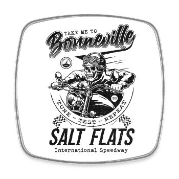 Bonneville Salt Flats Motorradrennen Vintage - Viereckiger Kühlschrankmagnet - Weiß - Vorne