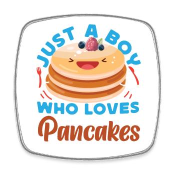 Pancake Lover Kids Boy Just A Boy - Viereckiger Kühlschrankmagnet - Weiß - Vorne