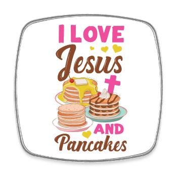 Pancake Lover Kids I Love Jesus - Viereckiger Kühlschrankmagnet - Weiß - Vorne