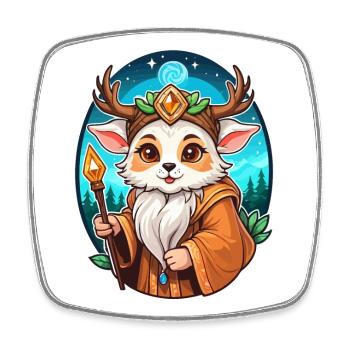 Druide Niedlich Illustration - Viereckiger Kühlschrankmagnet - Weiß - Vorne