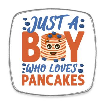Pancake Lover Kids Boy Just A Boy - Viereckiger Kühlschrankmagnet - Weiß - Vorne