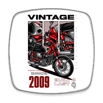 Moto Vintage Motards Motard Anniversaire 2009 - Magnet carré - blanc - Devant
