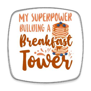 Pancake Lover Kids My Superpower - Viereckiger Kühlschrankmagnet - Weiß - Vorne