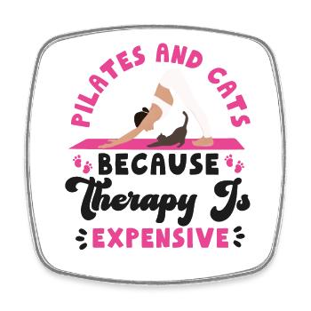 Pilates Instructor Teacher Cat - Square fridge magnet - white - Front