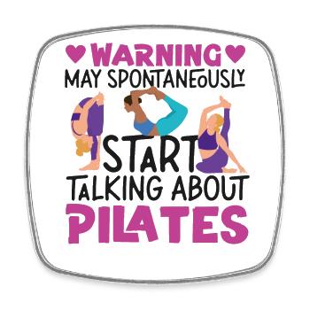 Avertissement de l’instructeur de Pilates - Magnet carré - blanc - Devant