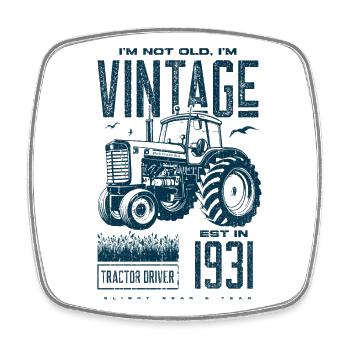 Vintage Traktor Landwirt Geburtstag geboren 1931 - Viereckiger Kühlschrankmagnet - Weiß - Vorne