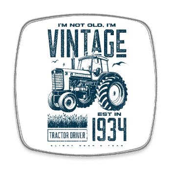 Vintage tracteur fermier anniversaire né en 1934 - Magnet carré - blanc - Devant
