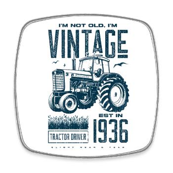 Vintage Traktor Landwirt Geburtstag geboren 1936 - Viereckiger Kühlschrankmagnet - Weiß - Vorne