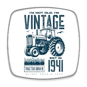 Vintage Traktor Landwirt Geburtstag geboren 1941 - Viereckiger Kühlschrankmagnet - Weiß - Vorne
