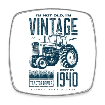 Vintage tracteur fermier anniversaire né en 1940 - Magnet carré - blanc - Devant
