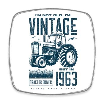 Vintage Traktor Landwirt Geburtstag geboren 1963 - Viereckiger Kühlschrankmagnet - Weiß - Vorne