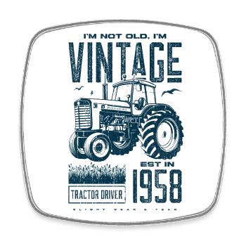 Vintage Traktor Landwirt Geburtstag geboren 1958 - Viereckiger Kühlschrankmagnet - Weiß - Vorne